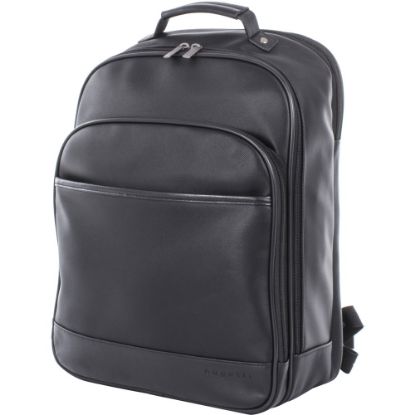 Picture of Bugatti Gin & Twill Textured Vegan Leather Backpack With 15.6in Laptop Pocket, Black