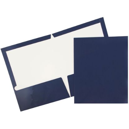 Picture of JAM Paper Glossy 2-Pocket Presentation Folders, Navy Blue, Pack of 6