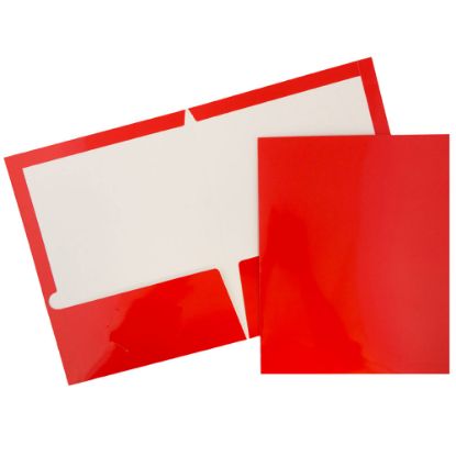 Picture of JAM Paper Glossy 2-Pocket Presentation Folders, Red, Pack of 6