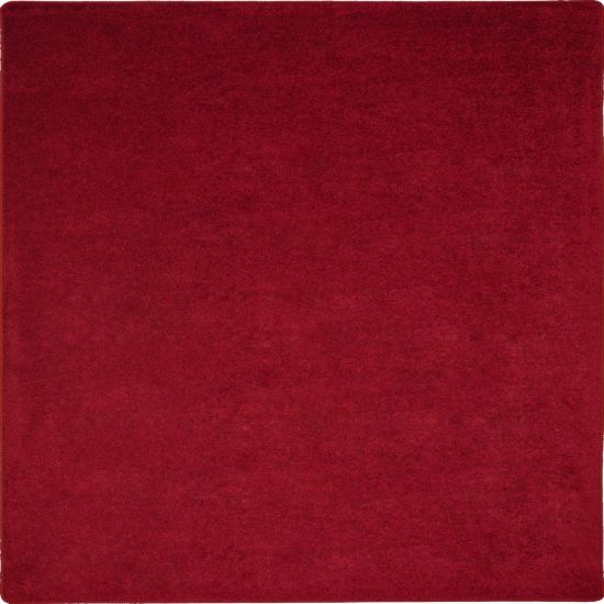 Picture of Joy Carpets Kid Essentials Solid Color Square Area Rug, Endurance, 6ft x 6ft, Burgundy