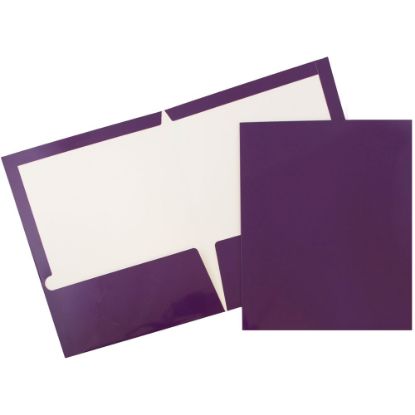 Picture of JAM Paper Glossy 2-Pocket Presentation Folders, Purple, Pack of 6