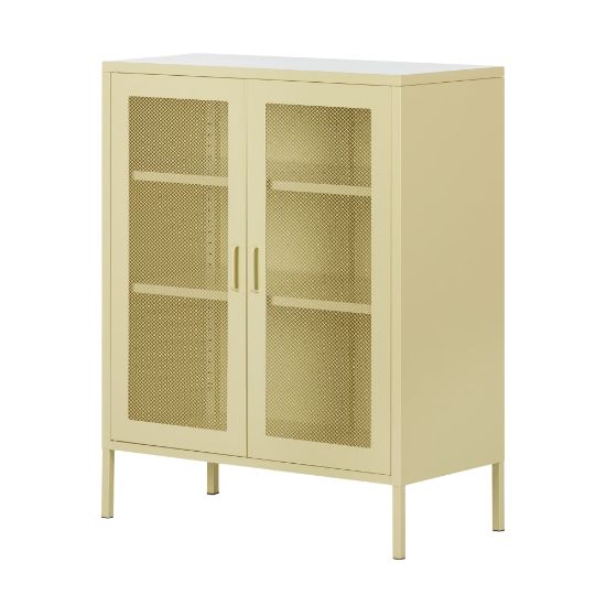 Picture of South Shore Crea 32inW Metal Mesh 2-Door Accent Cabinet, Yellow