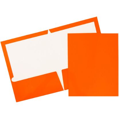 Picture of JAM Paper Glossy 2-Pocket Presentation Folders, Orange, Pack Of 6