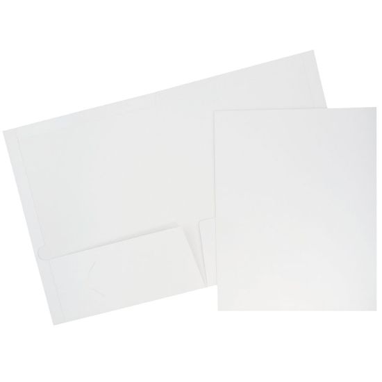 Picture of JAM Paper Glossy 2-Pocket Presentation Folders, White, Pack of 6