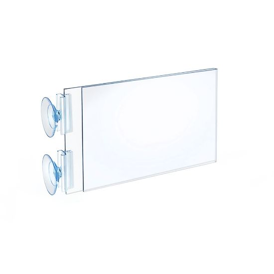 Picture of Azar Displays 2-Sided Acrylic Horizontal/Vertical Suction Cup Sign Holders, 5inH x 7-3/4inW x 1-3/4inD, Clear, Pack Of 10 Sign Holders