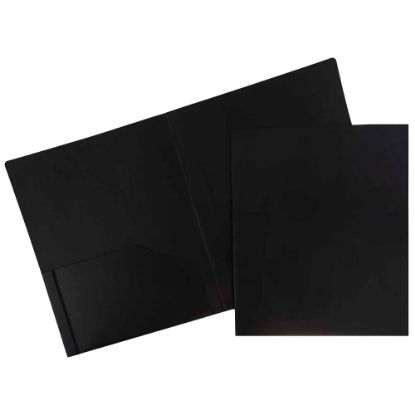 Picture of JAM Paper Heavy-Duty 2-Pocket Plastic Presentation Folders, 9in x 12in, Black, Pack Of 6