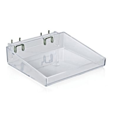 Picture of Azar Displays Open Trays For Pegboard/Slatwall, Metal U-Hooks, Small Size, 2in x 8in x 7in, Clear, Pack Of 2