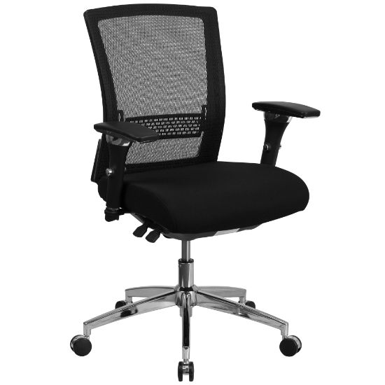 Picture of Flash Furniture HERCULES Series 24/7 Intensive-Use Ergonomic Mid-Back Executive Multifunction Office Chair With Seat Slider And Adjustable Lumbar, Black Fabric/Mesh/Gray