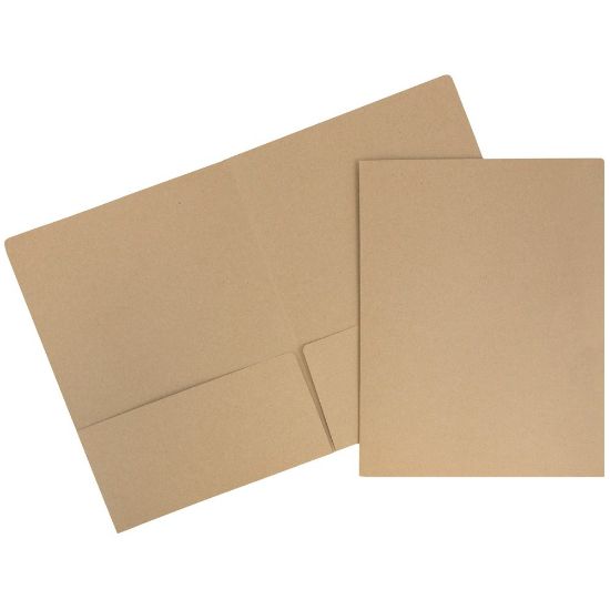 Picture of JAM Paper Matte 2-Pocket Presentation Folders, 9in x 12in, 100% Recycled, Brown Kraft, Pack Of 6