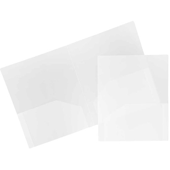 Picture of JAM Paper Heavy-Duty 2-Pocket Plastic Presentation Folders, 9in x 12in, Clear, Pack Of 6