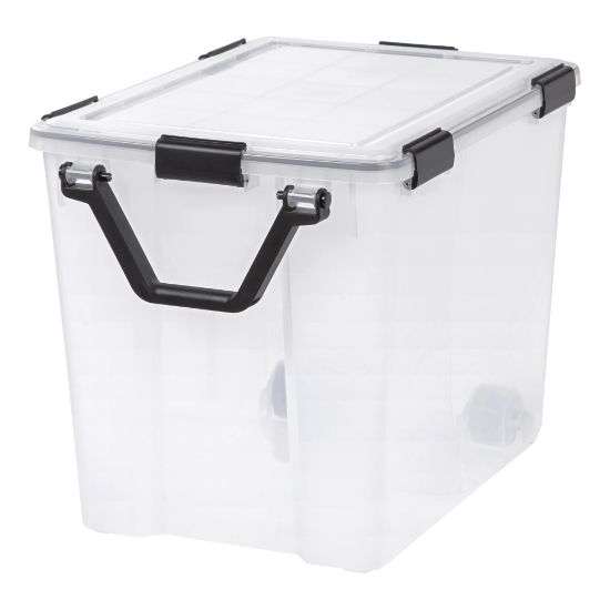 Picture of IRIS Weathertight Plastic Storage Container With Latch Lid, 18 3/4in x 17 3/4in x 23 5/8in, Clear