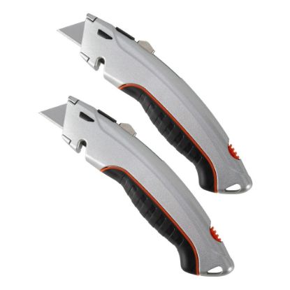 Picture of Office Depot Brand Retractable Steel Utility Knives, Silver, Pack Of 2 Knives