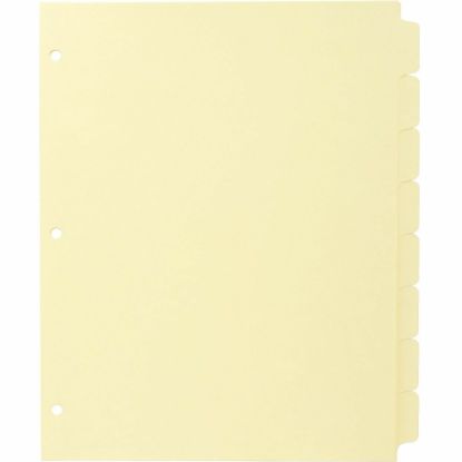 Picture of Business Source Mylar-reinforced Plain Tab Indexes - 8 Write-on Tab(s) - 8.5in Divider Width x 11in Divider Length - Letter - 3 Hole Punched - Canary Tab(s) - Hole-punched, Mylar Reinforced Edge - 24 / Box