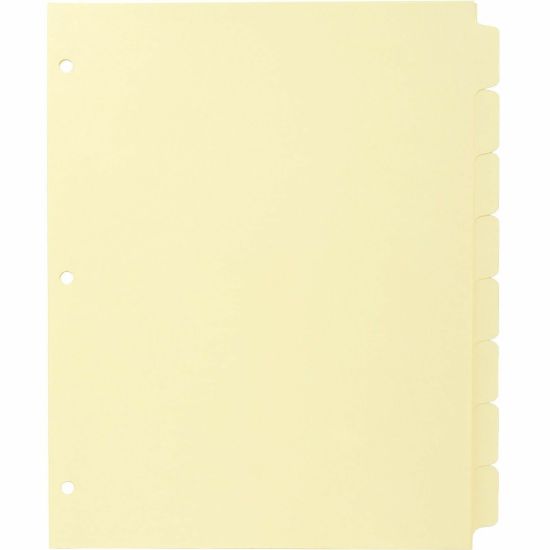 Picture of Business Source Mylar-reinforced Plain Tab Indexes - 8 Write-on Tab(s) - 8.5in Divider Width x 11in Divider Length - Letter - 3 Hole Punched - Canary Tab(s) - Hole-punched, Mylar Reinforced Edge - 24 / Box