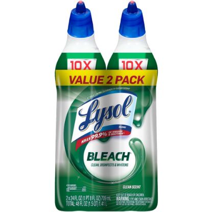 Picture of Lysol Bleach Toilet Bowl Cleaner - 24 fl oz (0.8 quart) - 2.0 / Pack - 4 / Carton - Blue