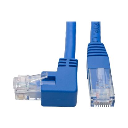 Picture of Tripp Lite Left-Angle Cat6 UTP Patch Cable (RJ45) - 1 ft., M/M, Gigabit, Molded, Blue - 1 ft Category 6 Network Cable for Workstation, Network Device, Switch, Printer, Router, Server, Modem, Scanner, Photocopier - 24 AWG - Blue