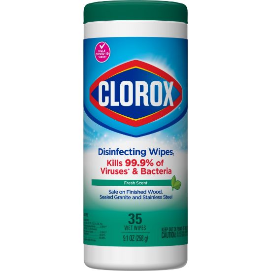 Picture of Clorox Disinfecting Wipes, 7in x 8in, Fresh Scent, Tub Of 35 Wipes