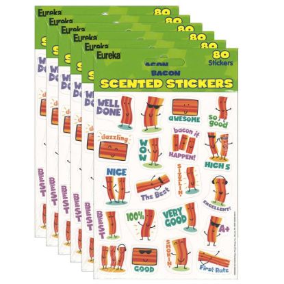 Picture of Eureka Scented Stickers, Bacon, 80 Stickers Per Pack, Set Of 6 Packs