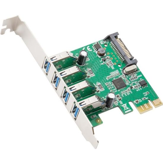 Picture of SYBA Multimedia USB3.0 PCIe Host Controller Card - PCI Express 2.0 x1 - Plug-in Card - 4 USB Port(s) - 4 USB 3.0 Port(s)