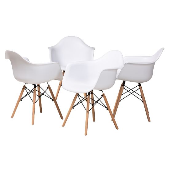 Picture of Baxton Studio Galen Dining Chairs, White/Oak Brown, Set Of 4 Chairs