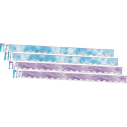 Picture of Barker Creek Double-Sided Scalloped-Edge Border Strips, 2-1/4in x 36in, Blue/Purple Tie-Dye And Ombre, Pack Of 52 Strips