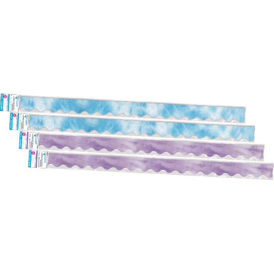 Picture of Barker Creek Double-Sided Scalloped-Edge Border Strips, 2-1/4in x 36in, Blue/Purple Tie-Dye And Ombre, Pack Of 52 Strips