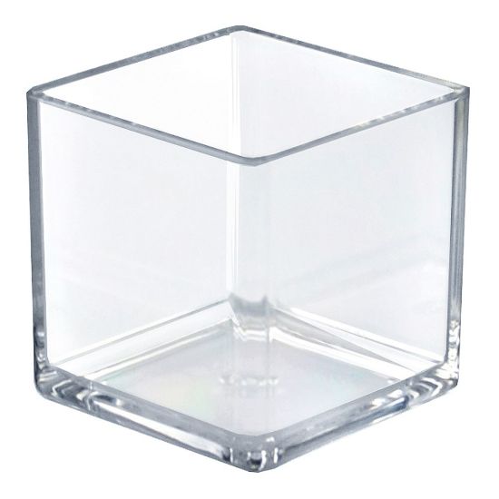 Picture of Azar Displays Deluxe Cube Bins, Small Size, 4in x 4in x 4in, Clear, Pack Of 4