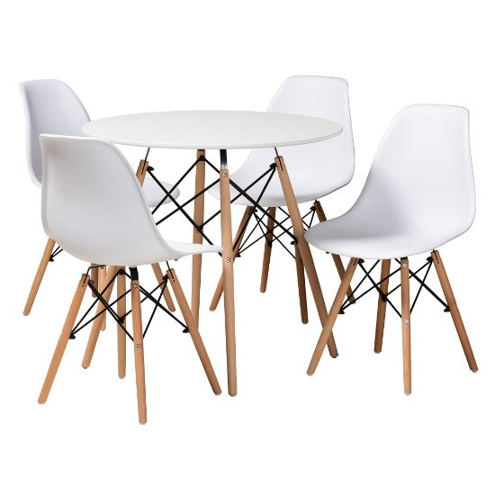 Picture of Baxton Studio Jaspen 5-Piece Dining Set, White/Oak Brown