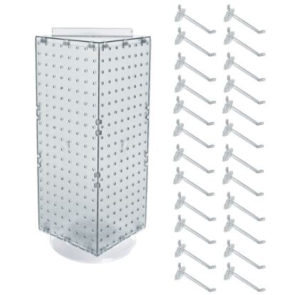 Picture of Azar Displays 4-Sided Revolving Pegboard Display With Hooks, 21inH x 8inW x 8inD, Clear