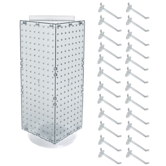 Picture of Azar Displays 4-Sided Revolving Pegboard Display With Hooks, 21inH x 8inW x 8inD, Clear