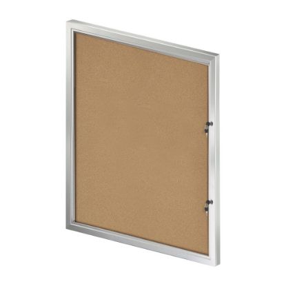 Picture of Azar Displays Enclosed Cork Bulletin Board With Lock And Key, Brown, 42-5/16in x 32in, Silver Aluminum Frame