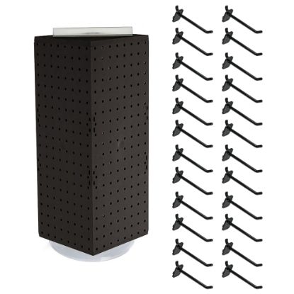 Picture of Azar Displays 4-Sided Revolving Pegboard Display With Hooks, 21inH x 8inW x 8inD, Black