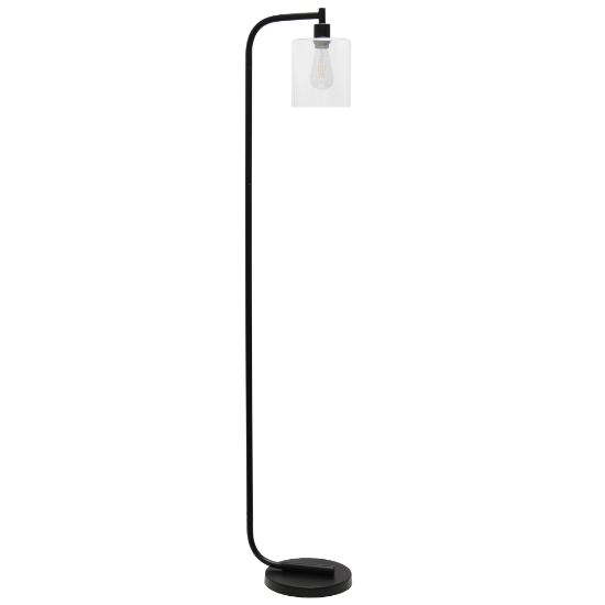 Picture of Simple Designs Antique-Style Industrial Iron Lantern Floor Lamp, 63inH, Clear Shade/Black Base