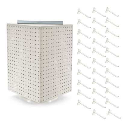 Picture of Azar Displays 4-Sided Revolving Pegboard Display With Hooks, 21inH x 14inW x 14inD, White