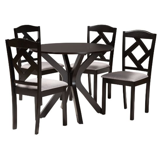 Picture of Baxton Studio Carlin 5-Piece Dining Set, Gray/Dark Brown