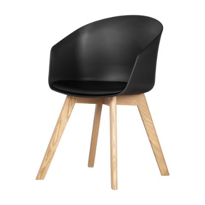 Picture of South Shore Flam Chair With Wooden Legs, Black/Natural