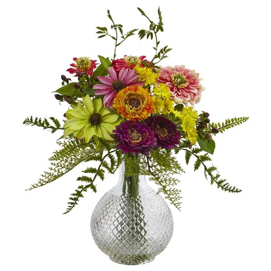 Picture of Nearly Natural 15inH Mixed Flower Arrangement With Vase, Multicolor