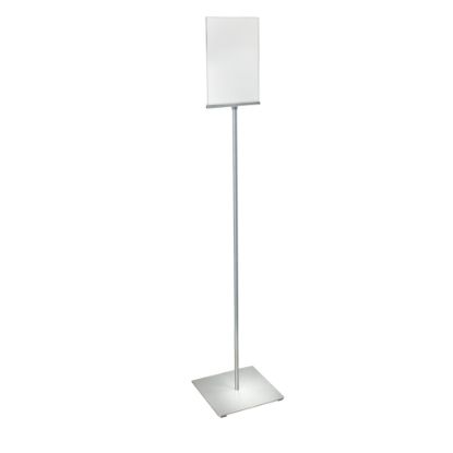 Picture of Azar Displays Pedestal 2-Sided Sign Holder Stand With Square Metal Base, 56-1/2inH x 12inW x 12inD, Clear/Silver