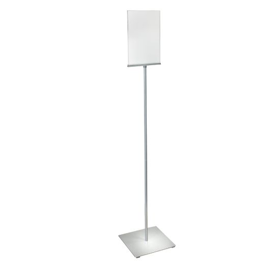 Picture of Azar Displays Pedestal 2-Sided Sign Holder Stand With Square Metal Base, 56-1/2inH x 12inW x 12inD, Clear/Silver