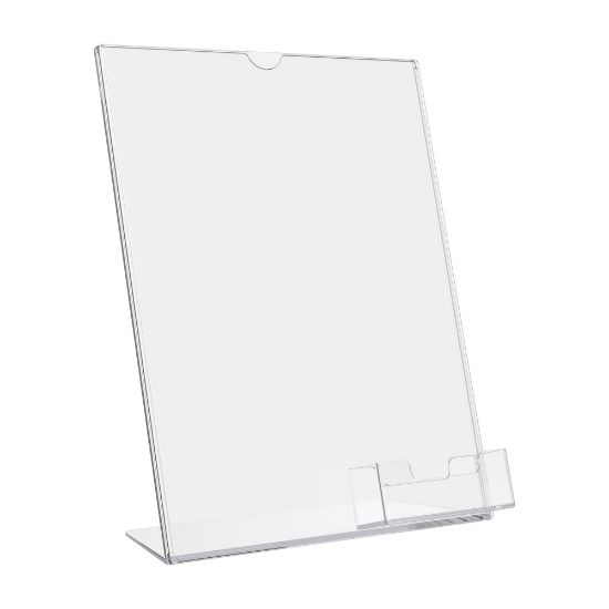 Picture of Deflecto Superior Image Slanted Sign Holder With Business Card Holder, 11 1/4inH x 9inW x 4 1/2inD, Clear