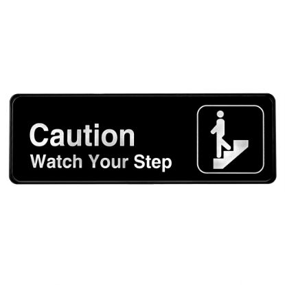 Picture of Alpine Caution - Watch Your Step Signs, 3in x 9in, Black, Pack Of 15 Signs