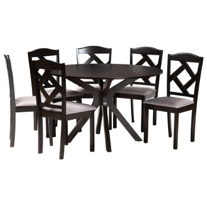 Picture of Baxton Studio Carlin 7-Piece Dining Set, Gray/Dark Brown