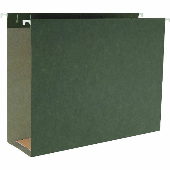 Picture of Business Source Box Bottom Hanging Folders, Legal Size, 1/5 Tab Cut, 3in Expansion, Standard Green, Box Of 25 Folders