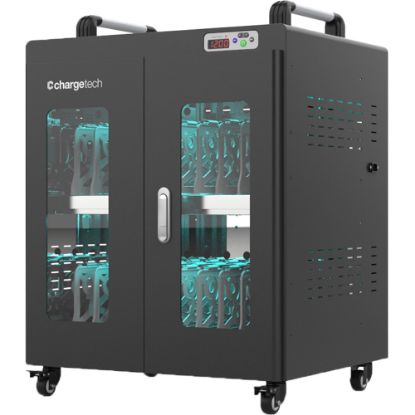 Picture of ChargeTech 20-Bay UV Disinfection & Charging Cabinet, 55in x 26in x 22in, Black