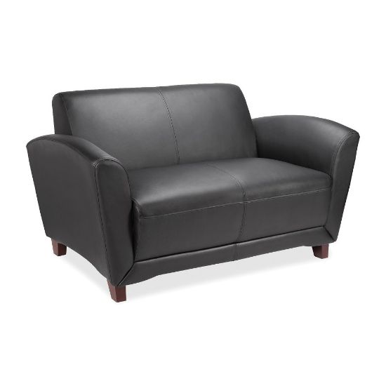 Picture of Lorell Accession Bonded Leather Reception Loveseat, Black