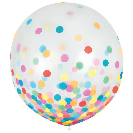 Picture of Amscan 24in Confetti Balloons, Multicolor, 2 Balloons Per Pack, Set Of 2 Packs