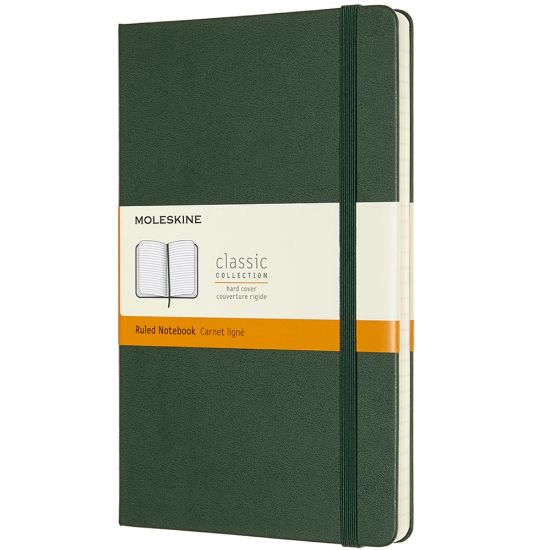 Picture of Moleskine Classic Hard Cover Notebook, Large, 5in x 8.25in, Ruled, 240 Pages, Myrtle Green