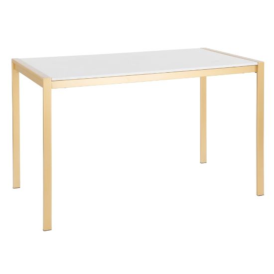 Picture of LumiSource Fuji Industrial Dining Table, 29-3/4inH x 50-1/4inW x 27-3/4inD, Gold/White