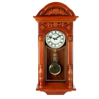 Picture of Bedford Clocks Wall Clock, 27-1/2inH x 12-3/4inW x 5-3/4inD, Oak