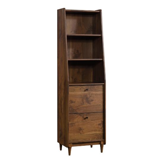 Picture of Sauder Harvey Park 71inH Narrow 3-Shelf Bookcase With File, Grand Walnut